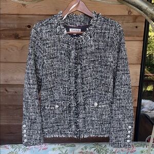 Nanette Lepore Black and White Metallic Textured Blazer Sz S NWT